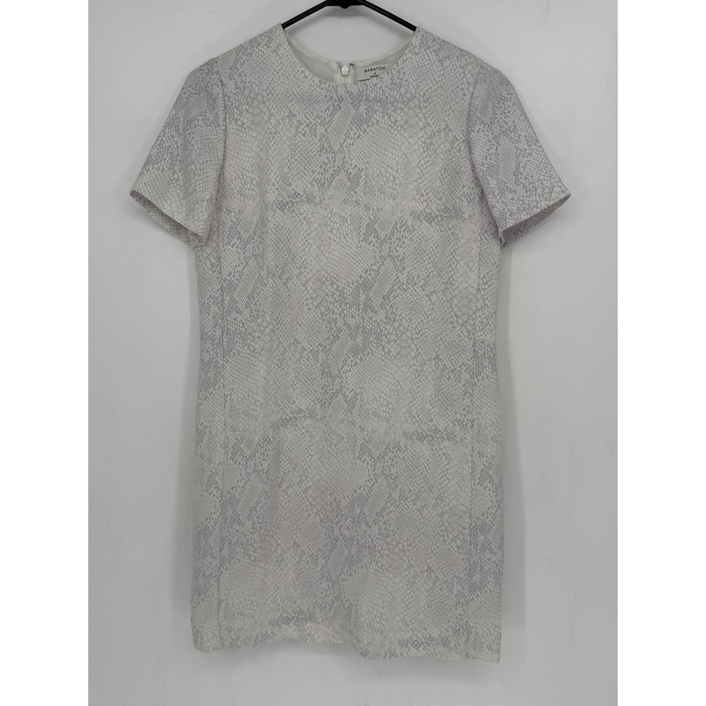 Babaton Patricio Mini Dress 4 Grey Snakeskin Print Shift Chic Aritzia Minimalist